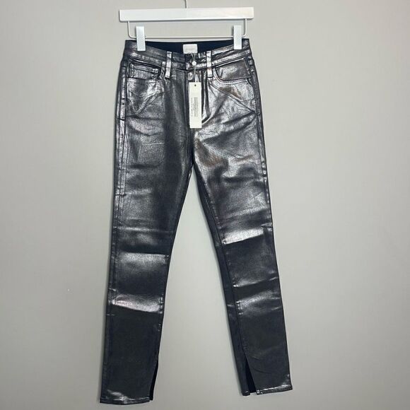Jonathan Simkhai Rae High Rise Jeans in Coated Metallic NWT - Picture 4 of 9